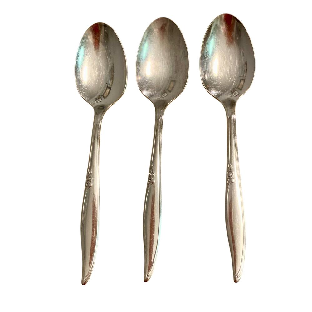 Oneida Kenwood Forever Rose 3 Place Oval Soup Spoons Flatware Stainless 6 3/4"
